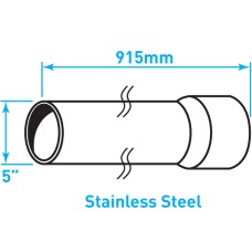 Air Intake Stainless Steel Tube, Straight, Expanded End - 5" x 36"